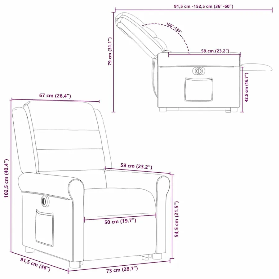 Fauteuil inclinable électrique gris foncé tissu - 16