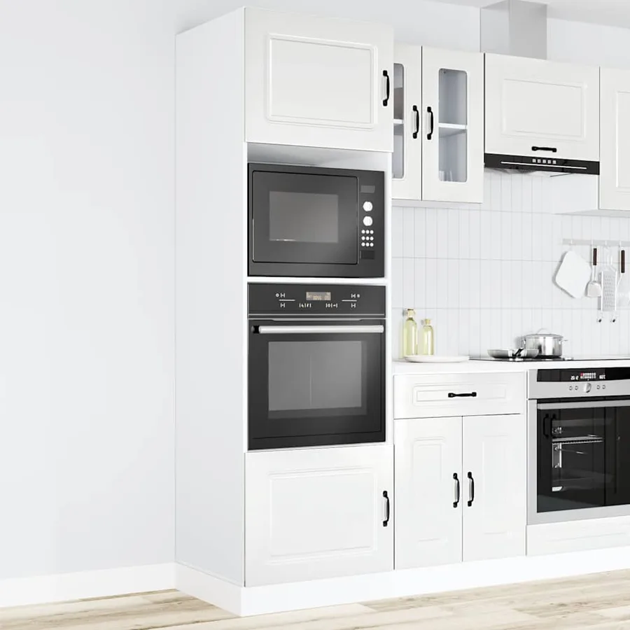 Armoires de four 2 pièces "Kalmar" Bois d'ingénierie blanc brillant - 3