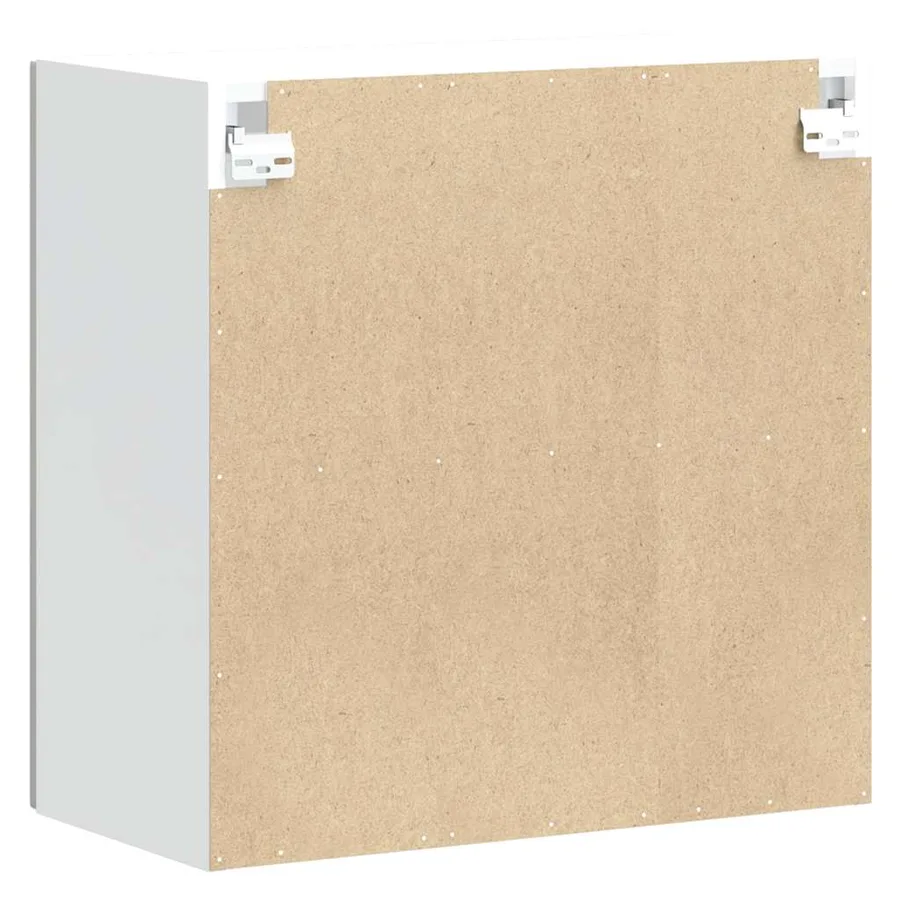 Armoire murale de cuisine avec porte vitrée "Kalmar" Bois d'ingénierie blanc brillant - 9