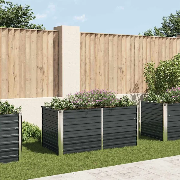 Raised planter Anthracite 160x80x77 cm Galvanised steel