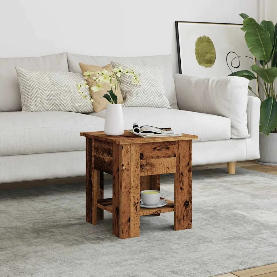 Table basse vieux bois 40x40x42 cm bois d'ingénierie - 3