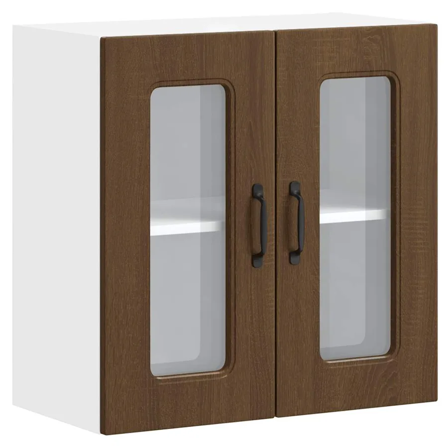 Armoire murale de cuisine et porte en verre Kalmar chêne marron - 2