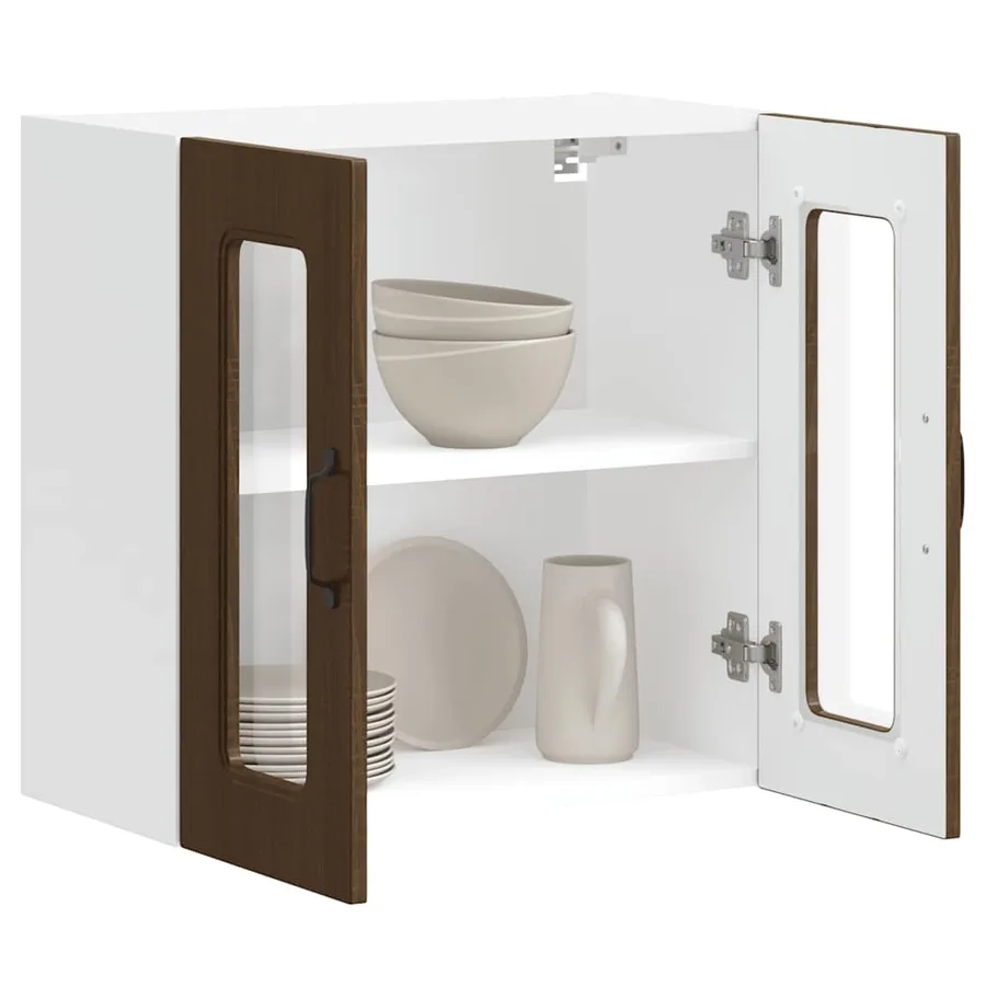 Armoire murale de cuisine et porte en verre Kalmar chêne marron - 5