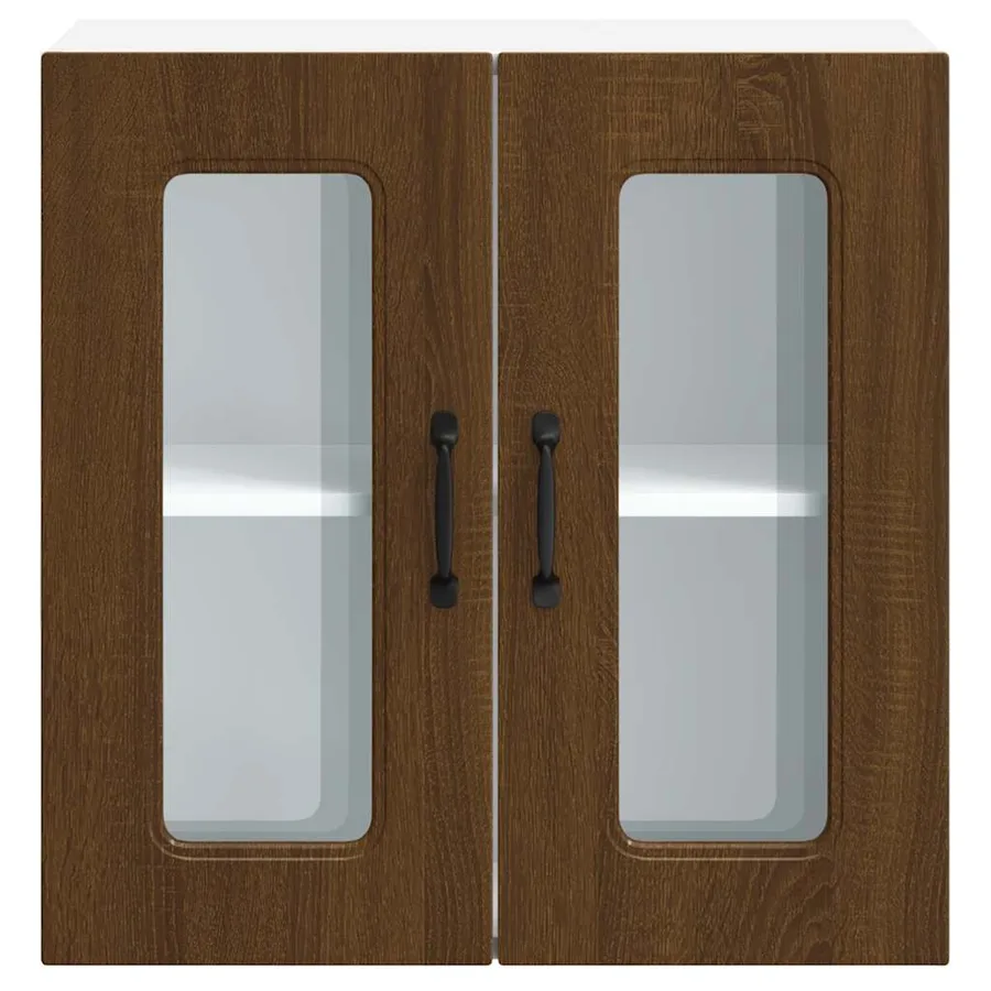 Armoire murale de cuisine et porte en verre Kalmar chêne marron - 7