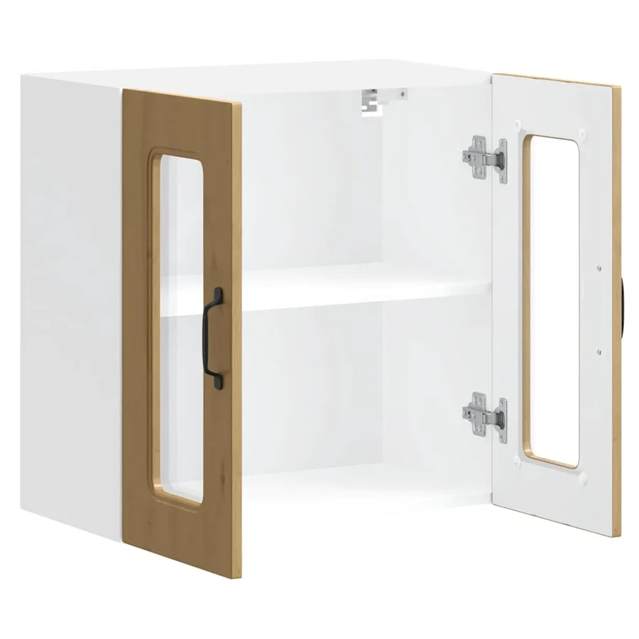 Armoire murale de cuisine avec porte vitrée "Kalmar" Chêne artisanal Bois d'ingénierie - 6