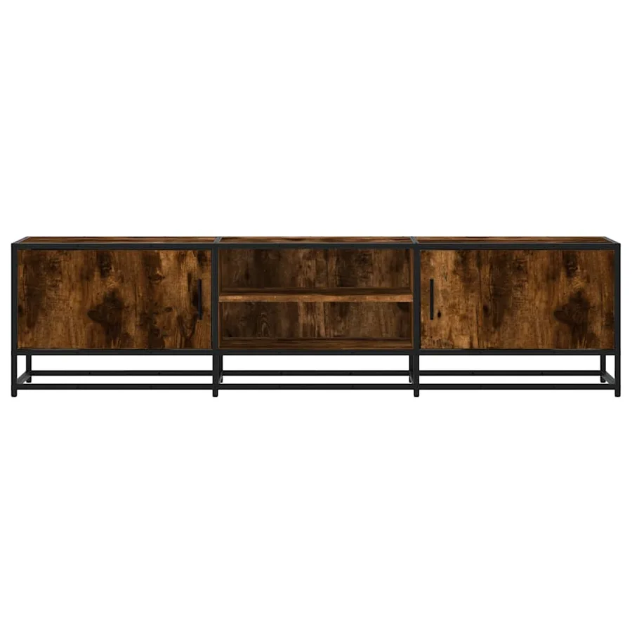 Meuble TV chêne fumé 160x35x41 cm bois d'ingénierie et métal - 4