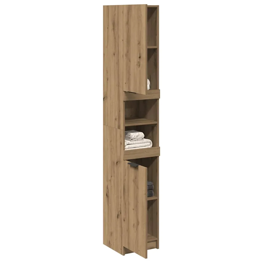 Armoire de bain chêne artisanal 32x34x188,5cm bois d'ingénierie - 3
