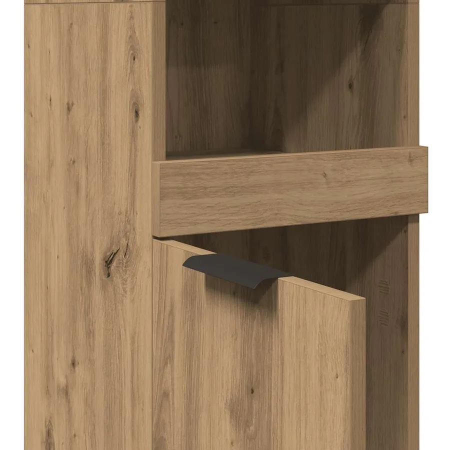 Armoire de bain chêne artisanal 32x34x188,5cm bois d'ingénierie - 8