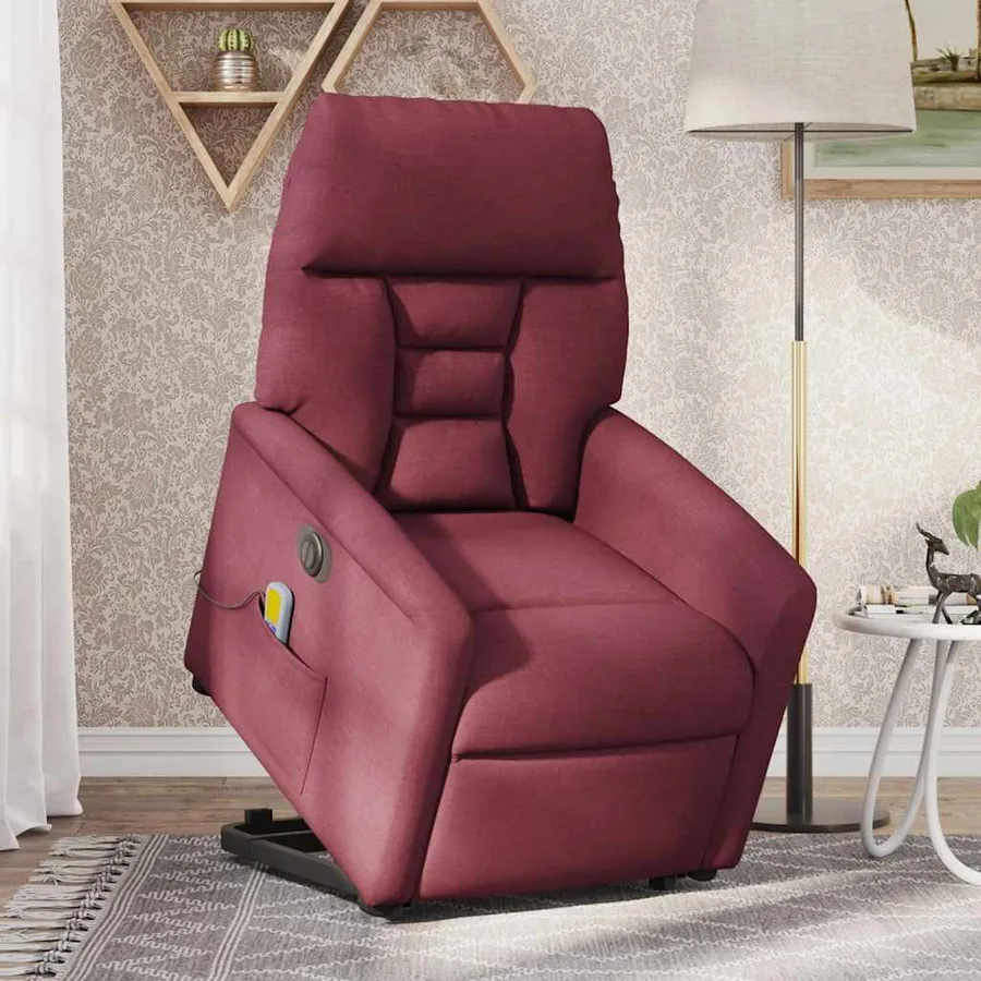 Fauteuil inclinable de massage électrique Rouge bordeaux Tissu - 2