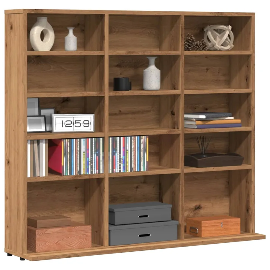 Armoire à CD chêne artisanal 100x23x89,5 cm bois d'ingénierie
