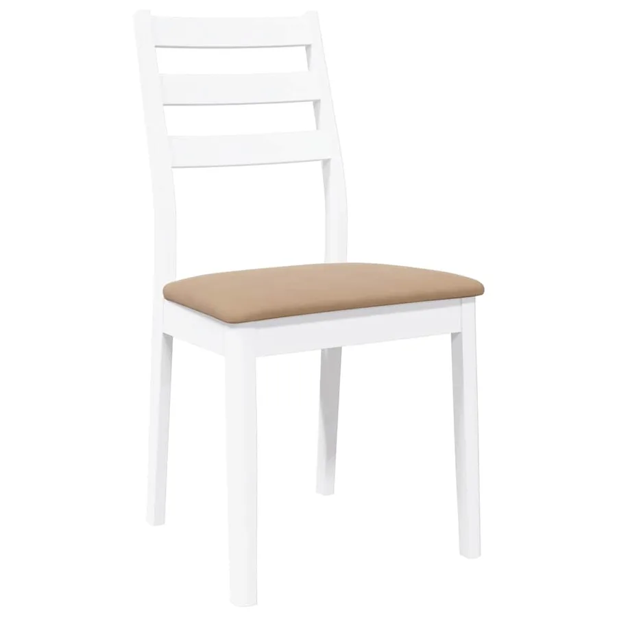 Chaises à manger coussins 2 pcs blanc bois massif caoutchouc - 4