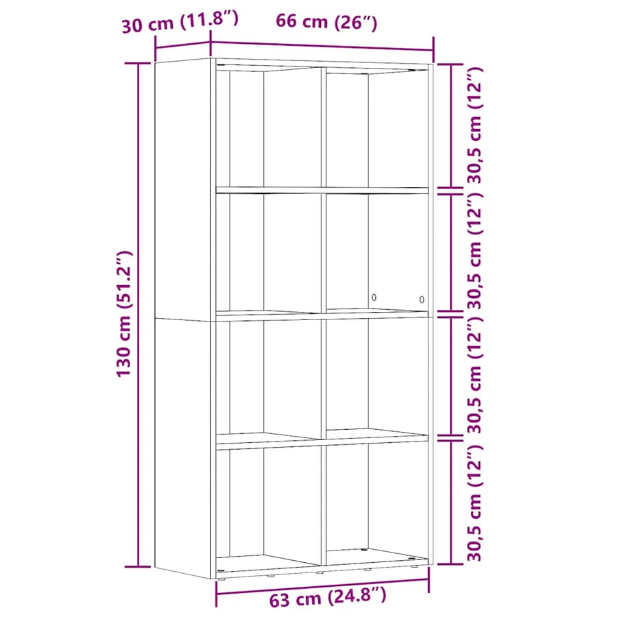 Bibliothèque vieux bois 66x30x130 cm bois d'ingénierie - 11