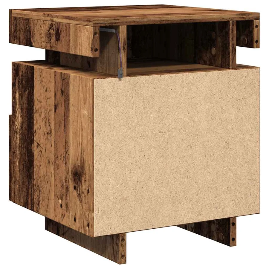 Armoires de chevet et lumières LED 2pcs vieux bois 40x39x48,5cm - 8
