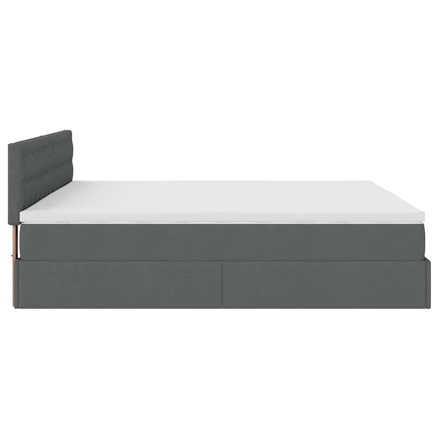 Cadre de lit ottoman avec matelas gris foncé 160x200cm tissu - 10