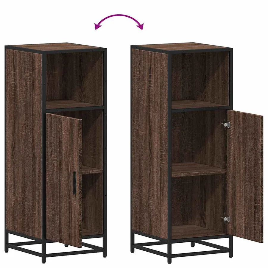 Armoire de bain chêne marron 35x37,5x100 cm bois d'ingénierie - 9
