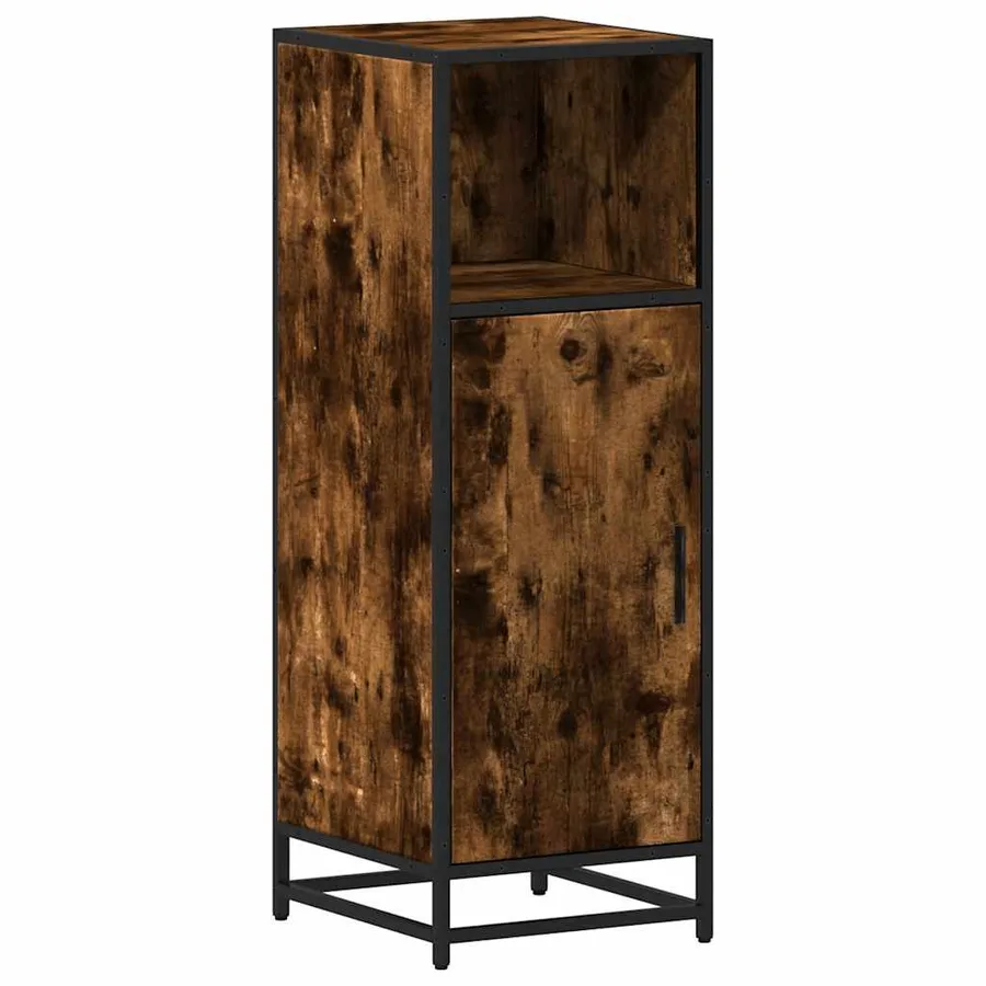 Armoire de bain chêne fumé 35x37,5x100cm bois d'ingénierie - 2