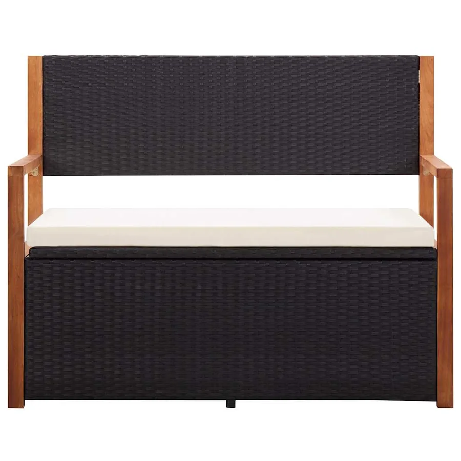 Banc de jardin 115 cm Résine tressée et bois d'acacia Noir - 2