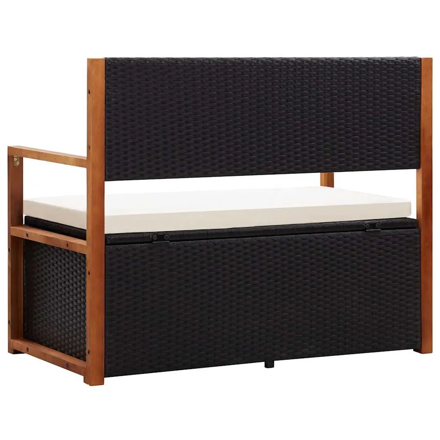 Banc de jardin 115 cm Résine tressée et bois d'acacia Noir - 4