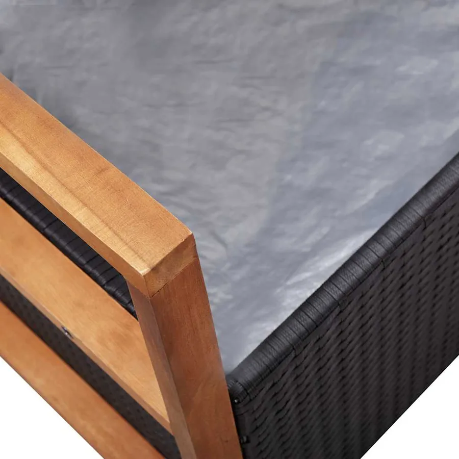 Garden bench 115 cm Poly rattan and acacia wood Black - 8