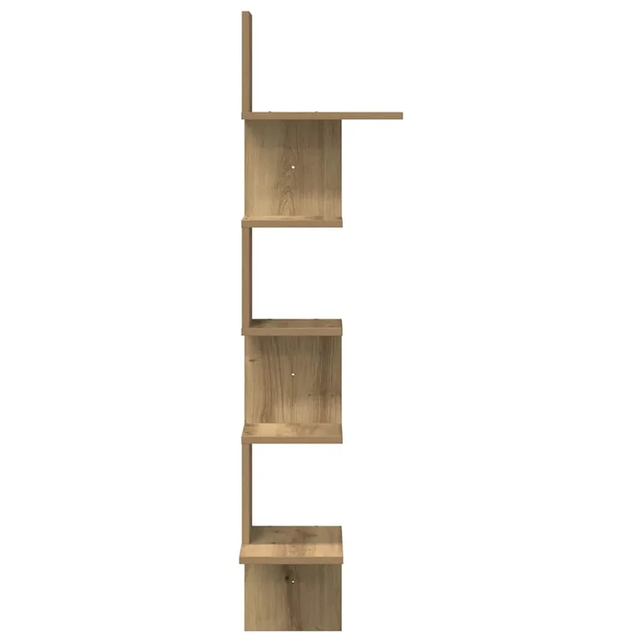 Étagère d'angle murale chêne artisanal 32x32x127,5 cm - 5