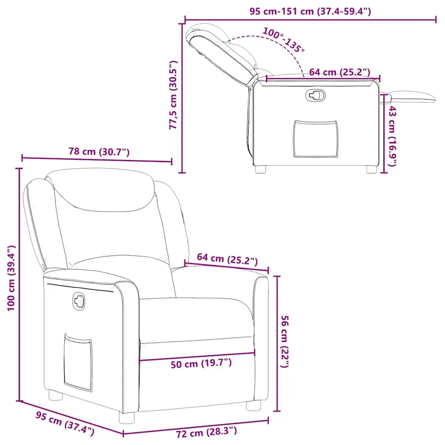 Fauteuil inclinable Gris foncé Tissu - 11