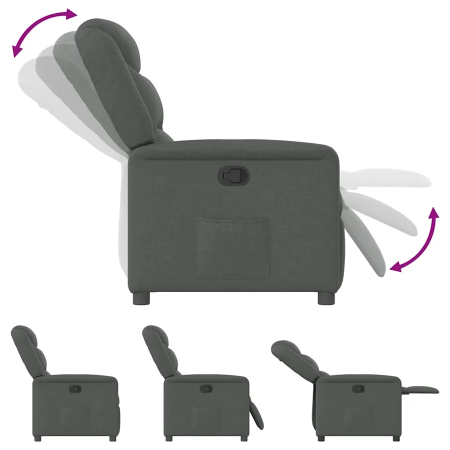 Fauteuil inclinable Gris foncé Tissu - 6
