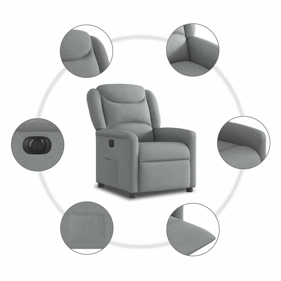 Fauteuil inclinable électrique Gris clair Tissu - 10
