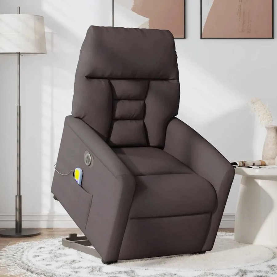 Fauteuil inclinable de massage électrique Marron foncé Tissu - 2