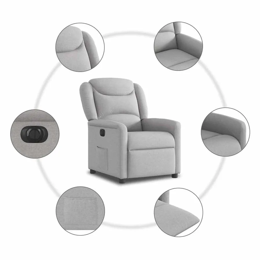 Fauteuil inclinable électrique gris nuage tissu - 10