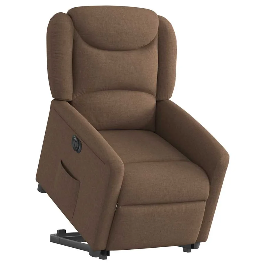 Fauteuil inclinable électrique marron tissu - 3