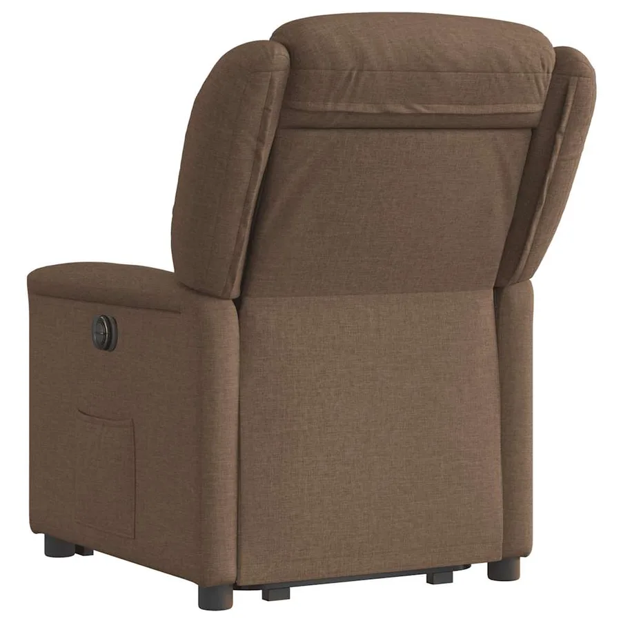 Fauteuil inclinable électrique marron tissu - 7
