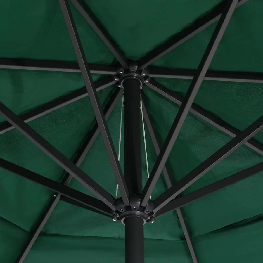 Parasol de jardin avec mât en aluminium 600 cm vert - 5