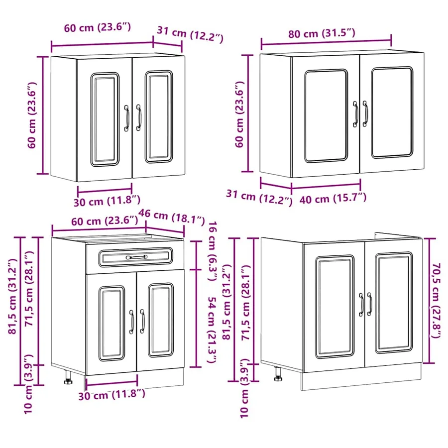 Ensemble d'armoires de cuisine 4 pcs Kalmar bois d'ingénierie - 8