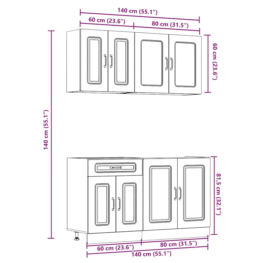 Ensemble d'armoires de cuisine 4 pcs Kalmar bois d'ingénierie - 9