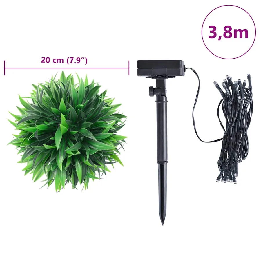 Boules de buis artificielles avec lumières LED 2 pcs vert 20 cm - 9