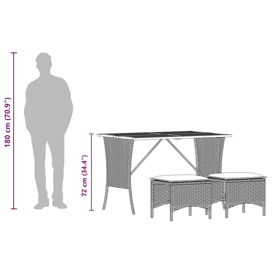 Ensemble à manger de jardin 3 pcs coussins gris résine tressée - 13