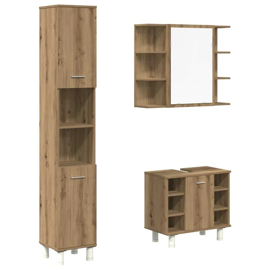 Ensemble de meubles salle de bain 3 pcs bois d'ingénierie - 2