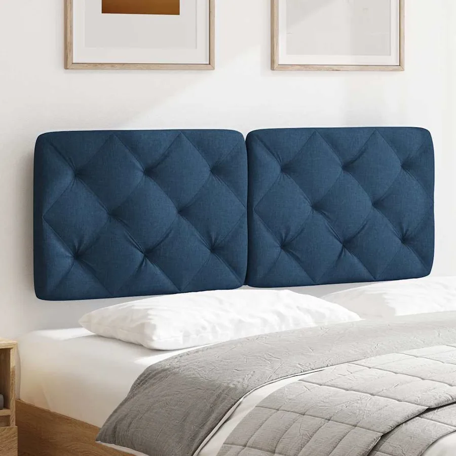 Coussin de tête de lit bleu 120 cm tissu - 3