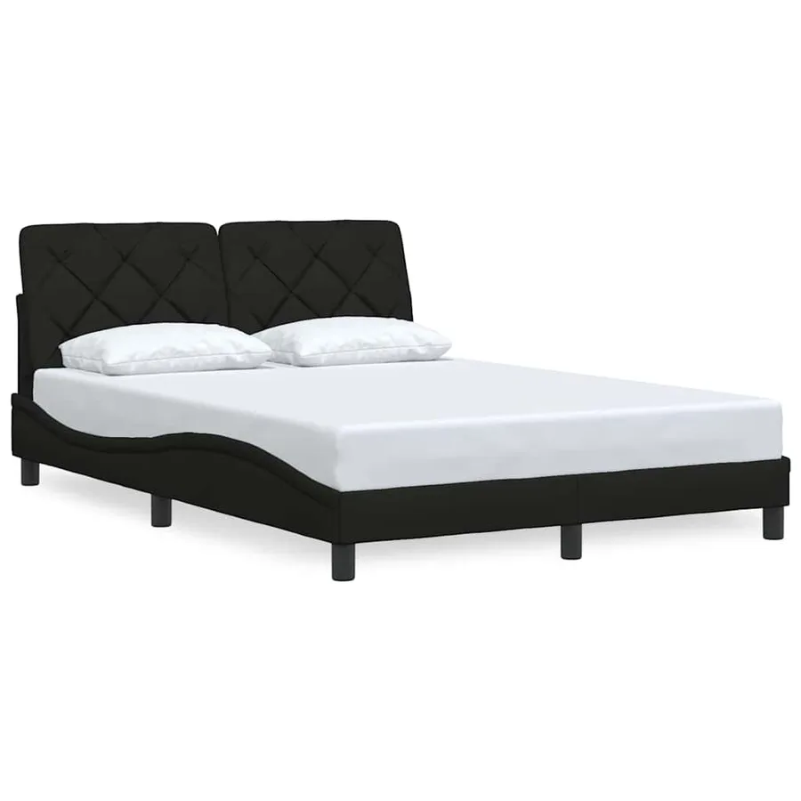 Cadre de lit sans matelas noir 120x200 cm tissu - 3