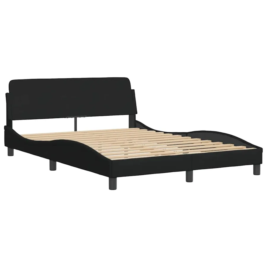 Cadre de lit sans matelas noir 120x200 cm tissu - 6