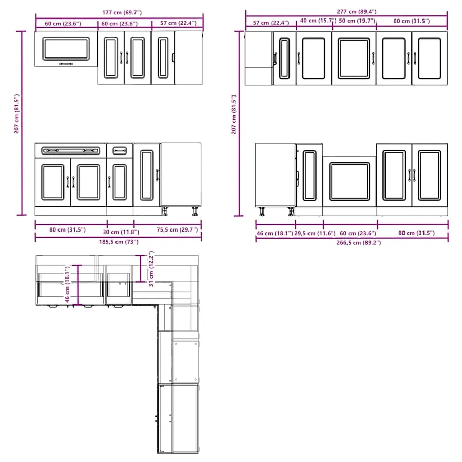 Ensemble d'armoires de cuisine 11 pcs Kalmar bois d'ingénierie - 8