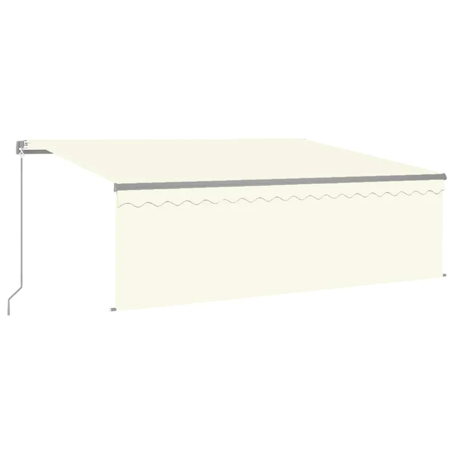 Auvent manuel rétractable avec store et LED 4x3m Crème - 2