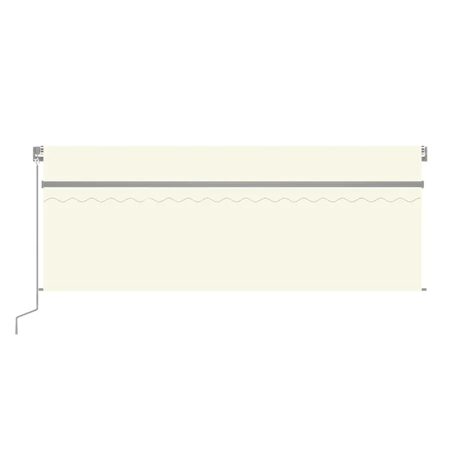Auvent manuel rétractable avec store et LED 4x3m Crème - 3