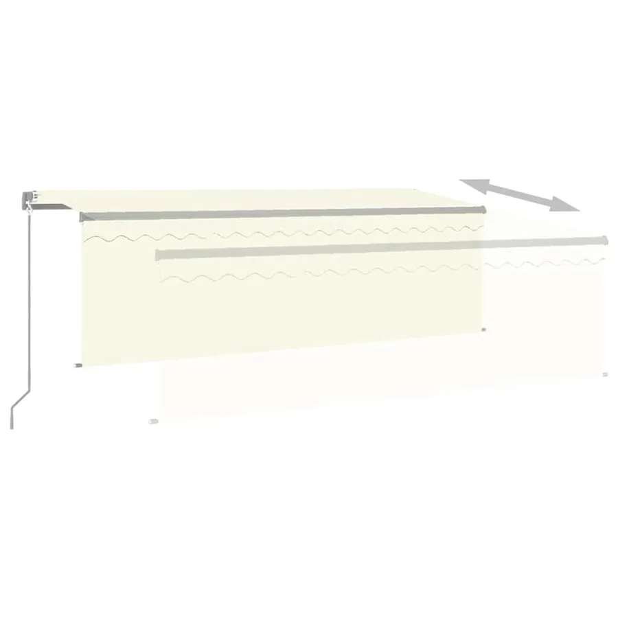 Auvent manuel rétractable avec store et LED 4x3m Crème - 6