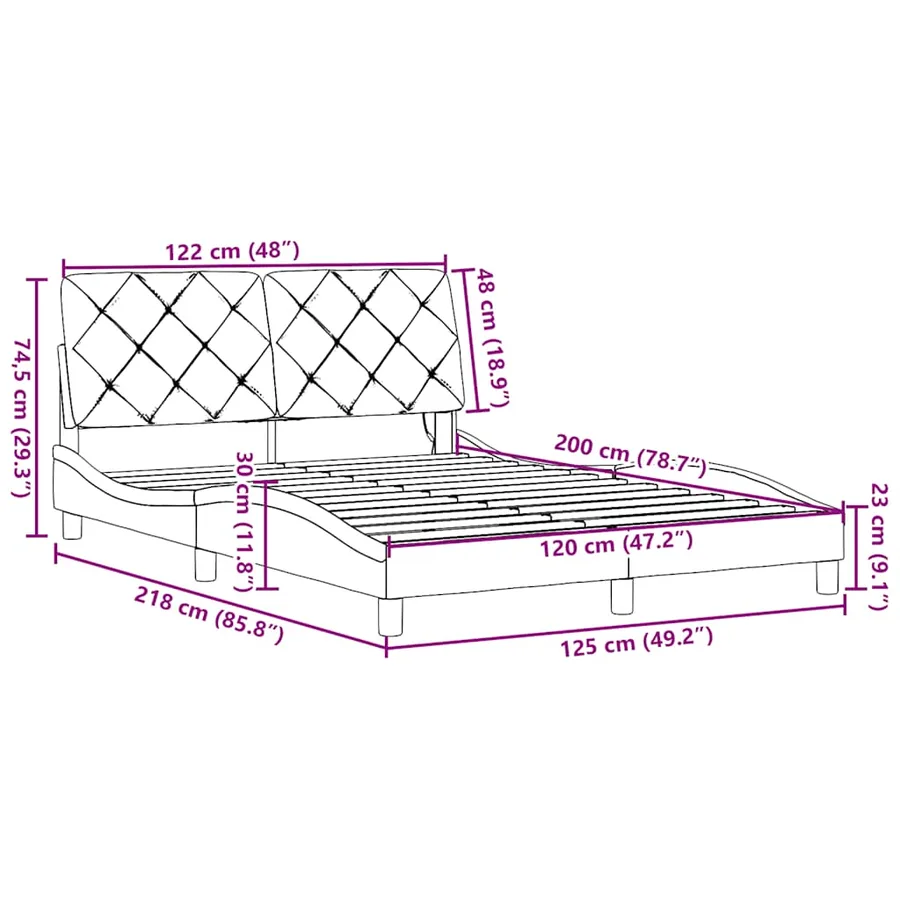 Cadre de lit avec LED sans matelas noir 120x200 cm tissu - 16