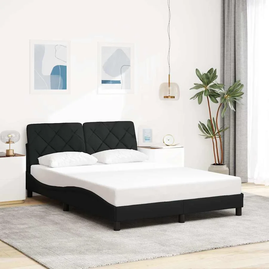 Cadre de lit avec LED sans matelas noir 120x200 cm tissu - 4