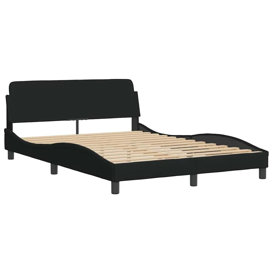 Cadre de lit avec LED sans matelas noir 120x200 cm tissu - 6