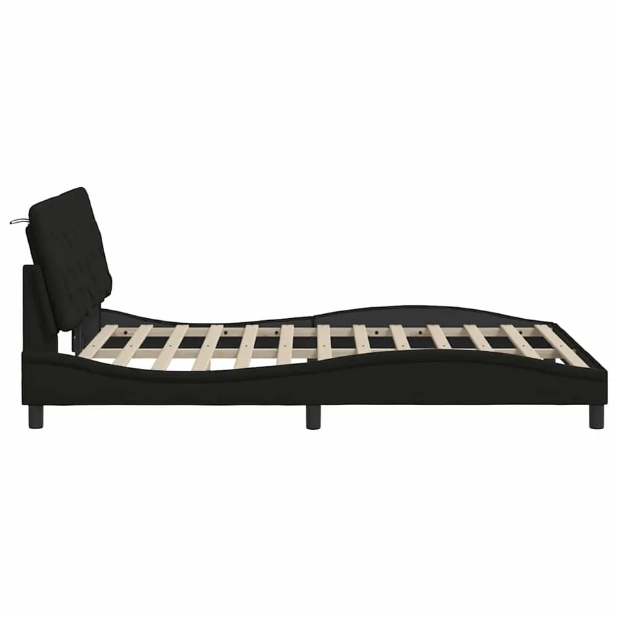 Cadre de lit avec LED sans matelas noir 120x200 cm tissu - 8