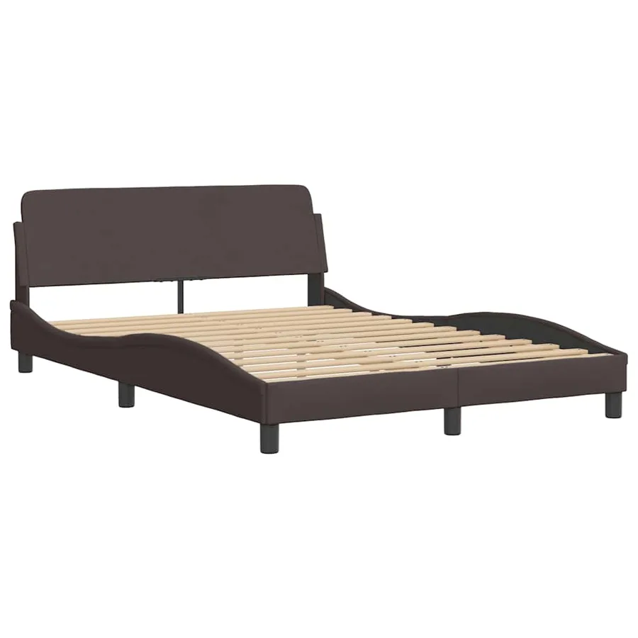 Cadre de lit avec LED sans matelas marron foncé 140x190cm tissu - 6
