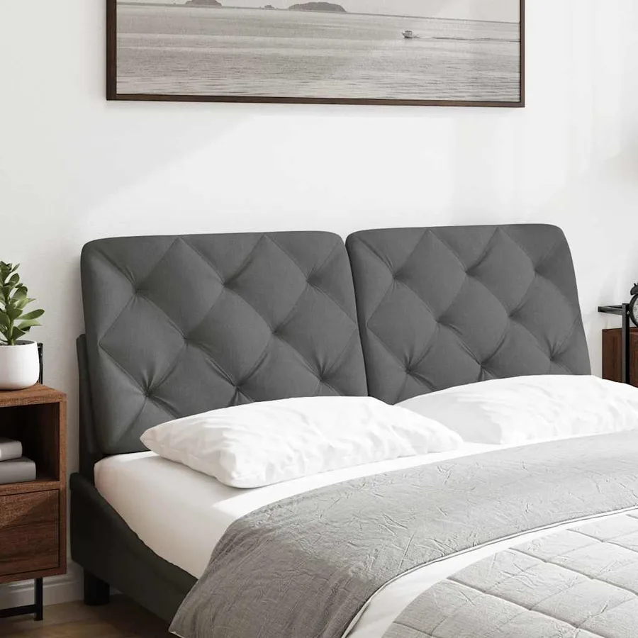 Coussin de tête de lit gris foncé 120 cm tissu - 2